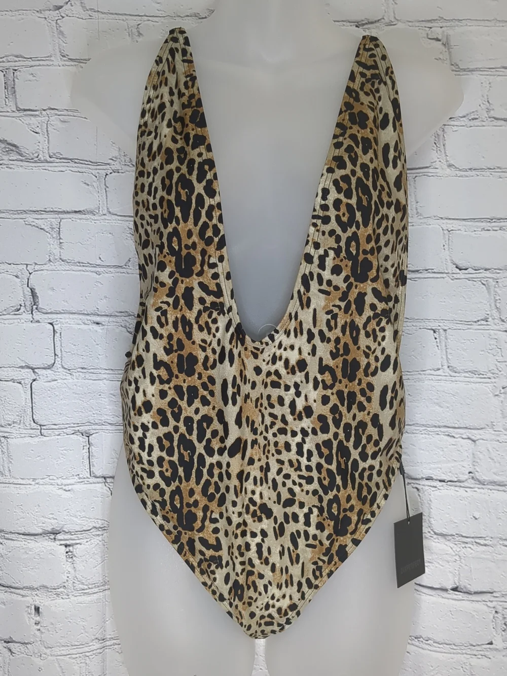 Leopard Print Deep V One-Piece Swimsuit